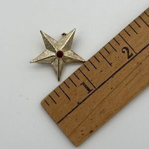 Vintage Gerrys Star Brooch Red Rhinestone Gold Tone 1950s Patriotic Pin